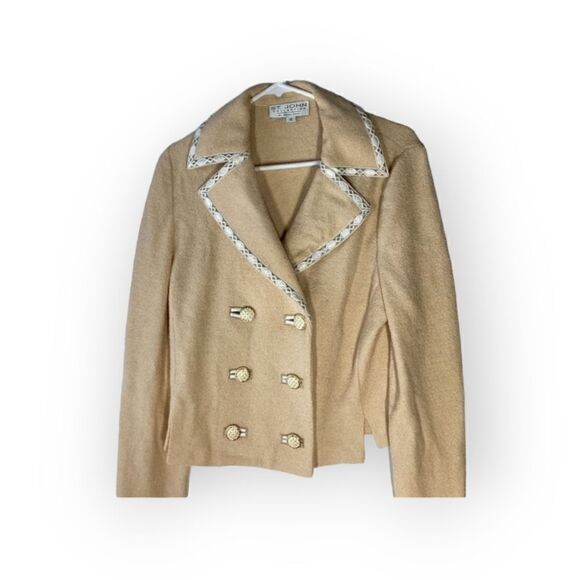 St. John Collection Beige Gold Button Cardigan Jacket Size 10 Elegant Knit - Picture 1 of 16